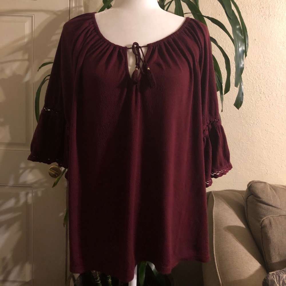 Burgundy Peasant Top